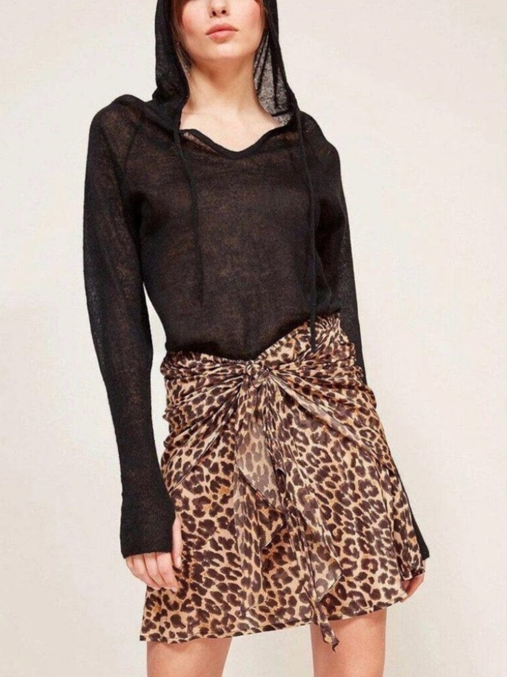 Mes Demoiselles Springsteen Leopard Tie-Front Skirt - Brown/Tan